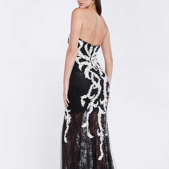 NEW BLACK/WHITE  Sweetheart Neck Strapless Sheath Prom Dress CDC37 - Picture 2 of 5